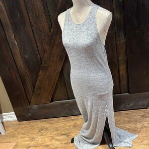 Wilfred Free cozy heathered grey long maxi dress with slit